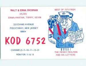 Pre-1980 RADIO CARD - CB HAM OR QSL Piscataway New Jersey NJ AH0530