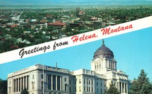 Postcard Greetings From Helena Montana Birds Eye View Capital City Last Chance