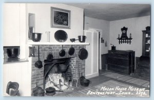 Bentonsport Iowa IA Postcard RPPC Photo Mason House Museum Fireplace c1930's