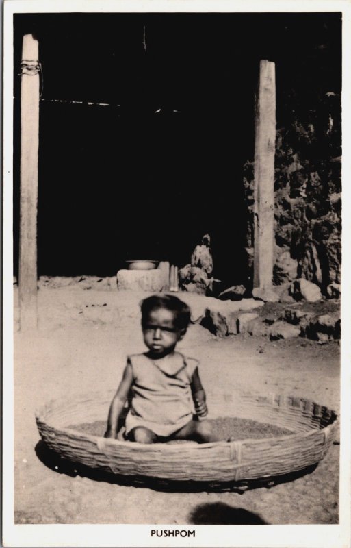 India Pushpom Girl Vintage RPPC C047