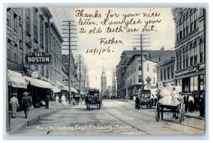 Main St. Looking East The Boston Horse Carriage Fitchburg MA Rotograph Postcard 