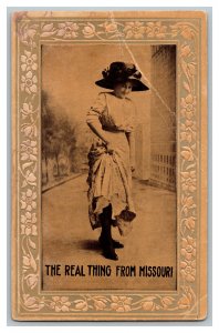 c1912 Postcard The Real Thing From Missouri Vintage Standard View Card Lady