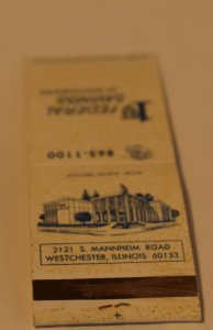 1st Federal Savings of Westchester Illinois 20 Strike Matchbook Cover