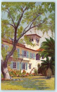 AGUA CALIENTE HOTEL, Tijuana Mexico~ Artist Signed J. Paul Burnham 1929 Postcard