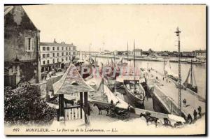 Old Postcard Honfleur Harbor view of the Lieutenancy Boat