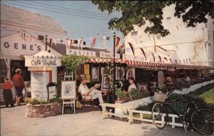Provincetown Massachusetts MA Cape Cod Sidewalk Caf� Bicycle Vintage Postcard