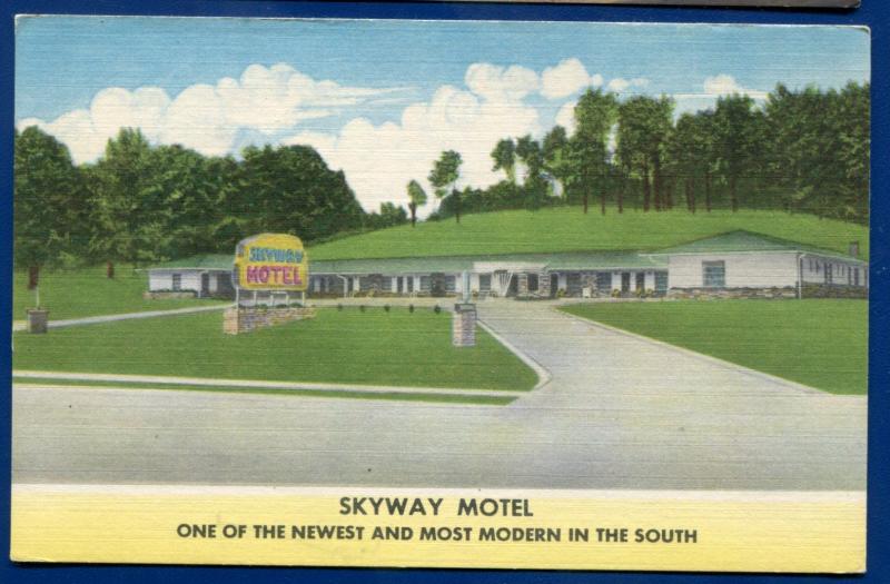 Skyway Motel Asheville North Carollina nc linen roadside postcard