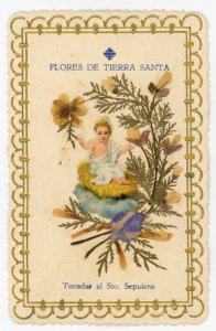 1890s-1900 Religous Jesus Sepulcro w/ Real Flowers Palestine Made 2 F220