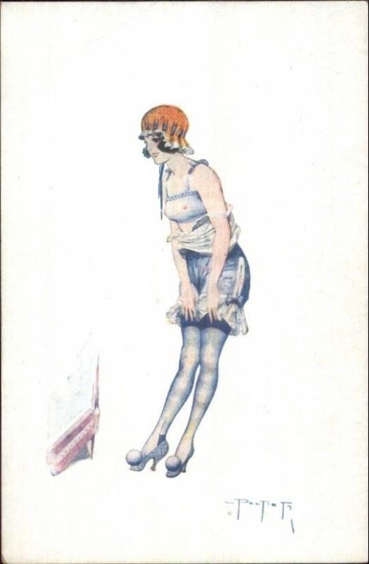 French Nude/Semi-Nude Woman La Parisienne Chez Alle L. Peltier c1910 Postcard