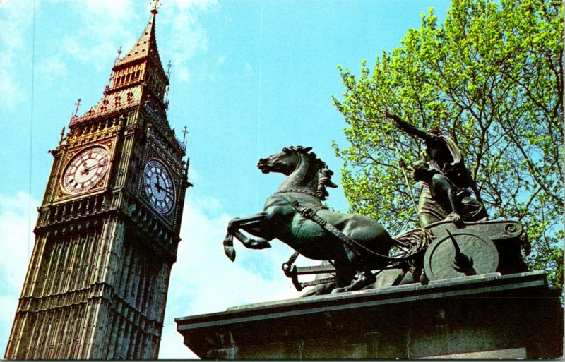London UK Big Ben Boadicea Statue Postcard unused (25959)