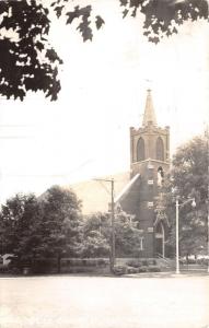 West Union Iowa~Catholic Church~Statue in Tower~1943 RPPC Postcard