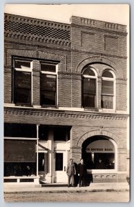 RPPC 2 Men in Suits Outside State Savings Bank~Another in Window~c1910 Postcard