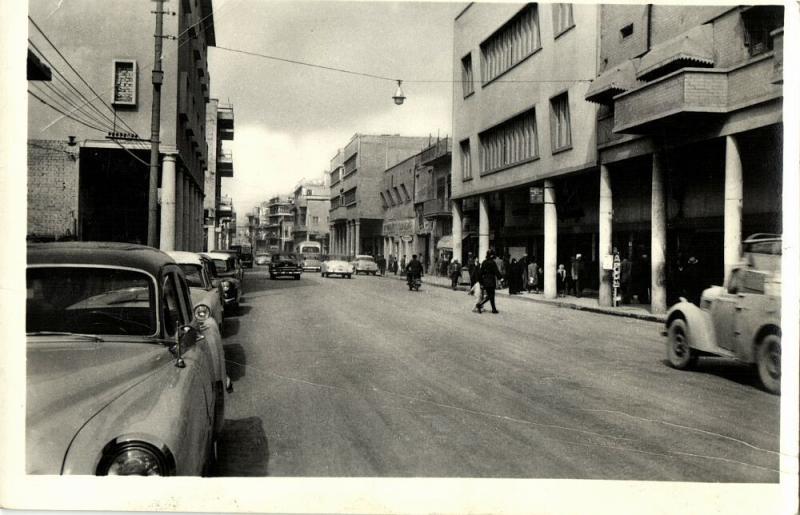 iraq, BAGHDAD BAGDAD, Rashid Street, Cars (1959) RPPC Postcard