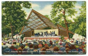 Open Air Concert Williams Park St Petersburg Florida 1957 postcard