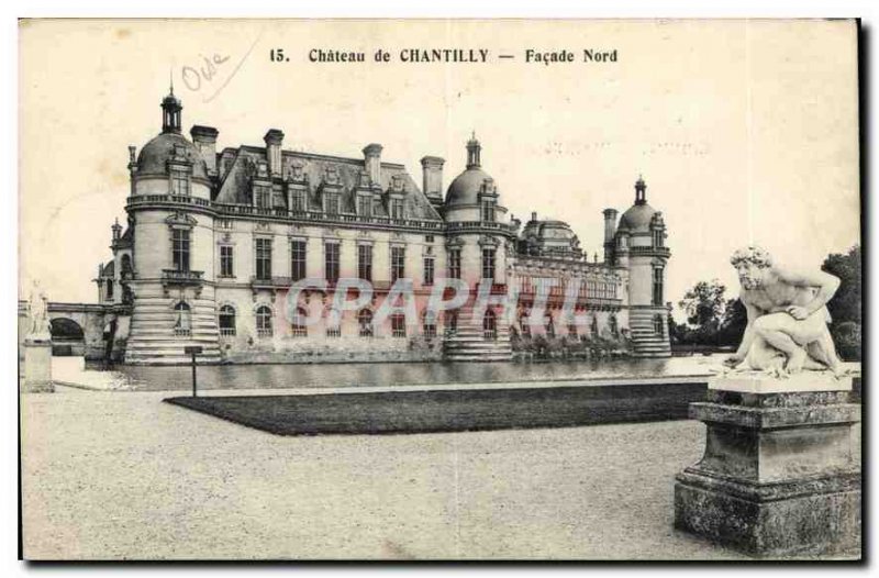 Old Postcard Chateau de Chantilly North Facade