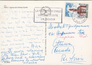 Paris France L'Avenue des Champs-Elysees c1968 Postcard D58