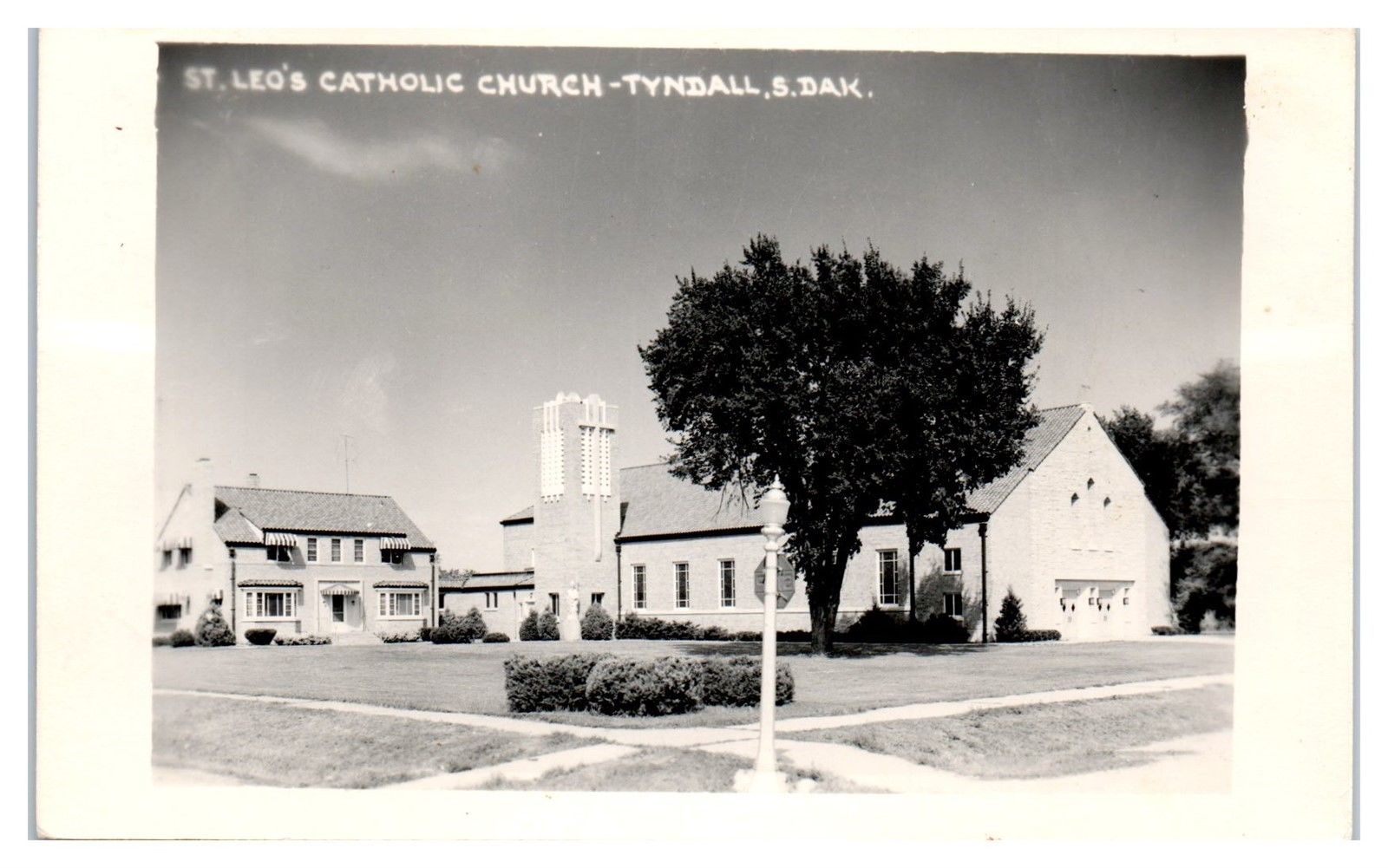 1965 RPPC St. Leo's Catholic Church, Tyndall, SD Real Photo Postcard