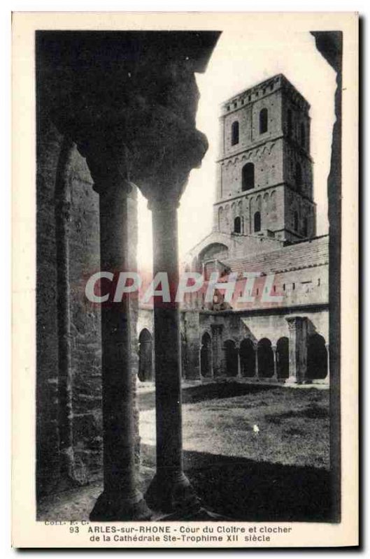 Postcard Ancient Arles sur Rhone Court of Cloister and bell tower of the Cath...