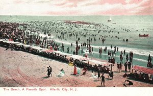 Vintage Postcard 1900's View of Beach Favorite Spot Atlantic City New Jersey NJ