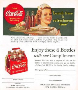 New Castle Indiana Coca-Cola Co Coke Advertising Bi-Fold Postcard AA6189