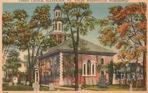 Vintage Postcard 1948 Christ Church Where Washington Worship Alexandria Virginia