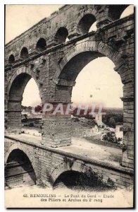 Old Postcard Remoulins Pont du Gard Study of Pillars and Arches