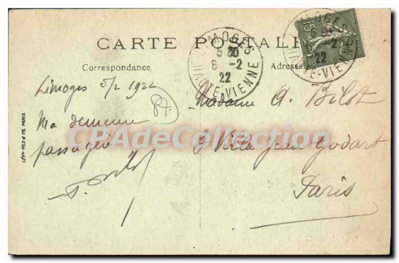 Old Postcard Limoges Hotel Central