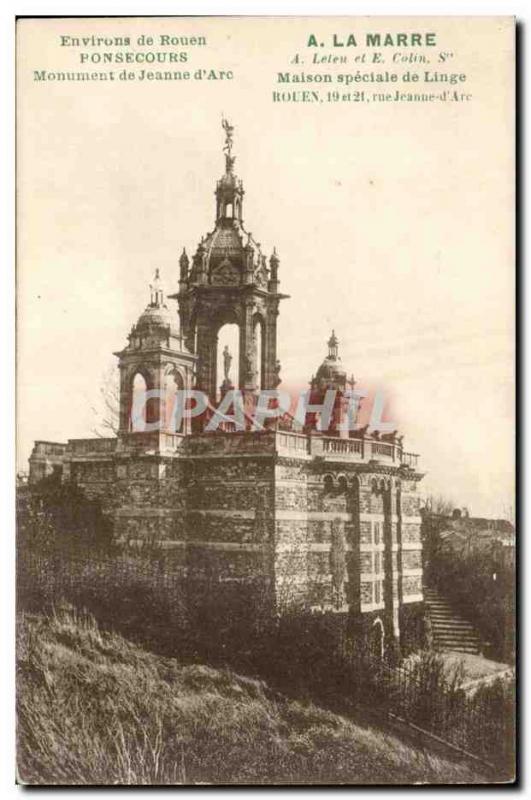 Old Postcard Environs de Rouen Monument Jeanne d & # 39arc