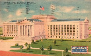 Vintage Postcard 1950's State Capitol Government Office Oklahoma City Oklahoma