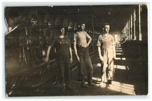 1904-18 Factory Workers Machine Factories Rppc Postcard Antique 3 Men  