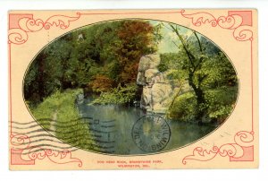 DE - Wilmington. Brandywine Park, Dog Head Rock ca 1909 (postal ink)