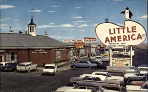 Little America Wyoming WY Classic 1960s Cars Street Scene Vintage Postcard