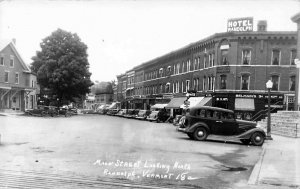 Randolph VT Main Street Hotel Belman's 5&10 Store Old Cars RPPC