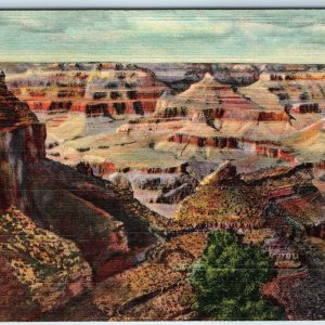 c1940s Grand Canyon, AZ Birds Eye Battleship Hotel El Tovar Fred Harvey PC A253