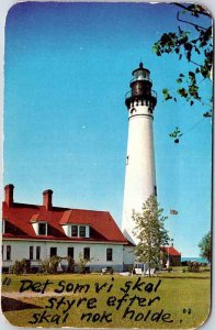 Postcard LIGHTHOUSE SCENE Racine Wisconsin WI AK7190