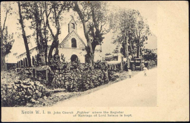 Leeward Islands, NEVIS, St. John Church Figtree (1900) Stamp