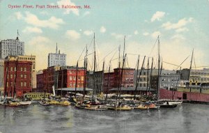 Oyster Boat Fleet Pratt Street Baltimore Maryland 1910c postcard