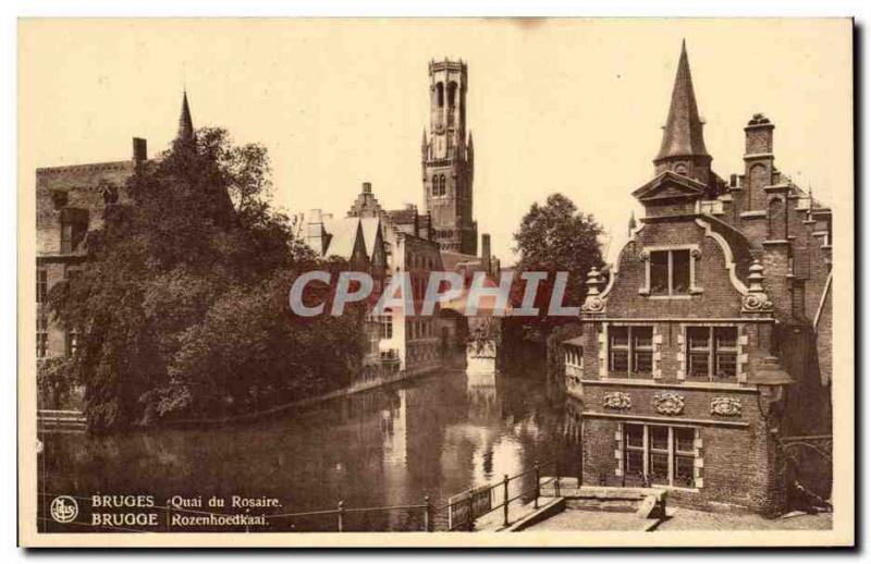 Old Postcard Bruges The dock of the Rosary