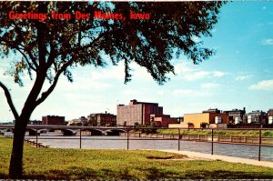 Iowa Des Moines Greetings View From Across Des Moines River