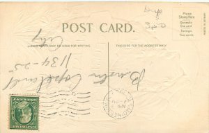 Embossed Joyous Easter Postcard Girl Breaks Out Of Egg