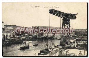 Postcard Old Brest large crane Arsenal