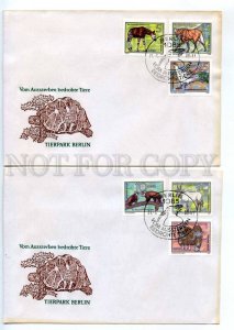 417293 EAST GERMANY GDR 1980 FDCs Berlin ZOO animals Turtle Fox Bison