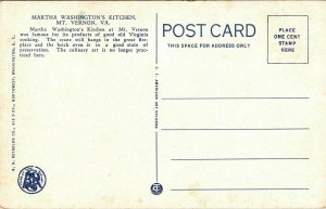 Martha Washington Kitchen Mount Vernon VA Virginia WB Postcard Curt Teich VTG 