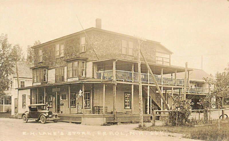 Errol NH E. H. Lane's Store Old Car Ice Cream Sign Real Photo Postcard