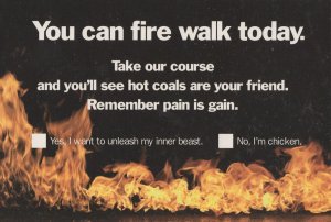 Walk On Hot Coals Fire Stuntman Fruit Drink Advertising Postcard