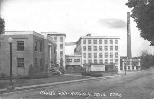 Hillsdale Michigan Stock's Mill Real Photo Vintage Postcard AA74603