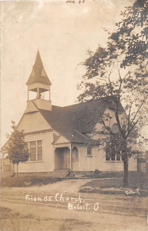 D12/ Beloit Ohio Postcard Real Photo RPPC c1910 Mahoning County Friends Church United States