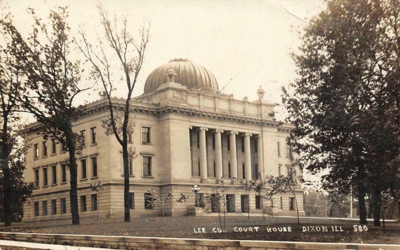 RPPC Lee County Court House, Dixon, Illinois ca 1910s Vintage Postcard