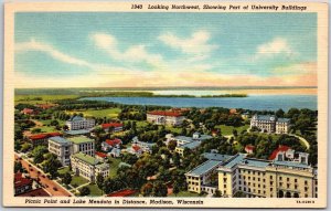 Madison Wisconsin WI, Picnic Point, Lake Mendota, University Buildings, Postcard