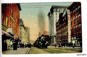 Syracuse NY Train Street View Railroad Postcard